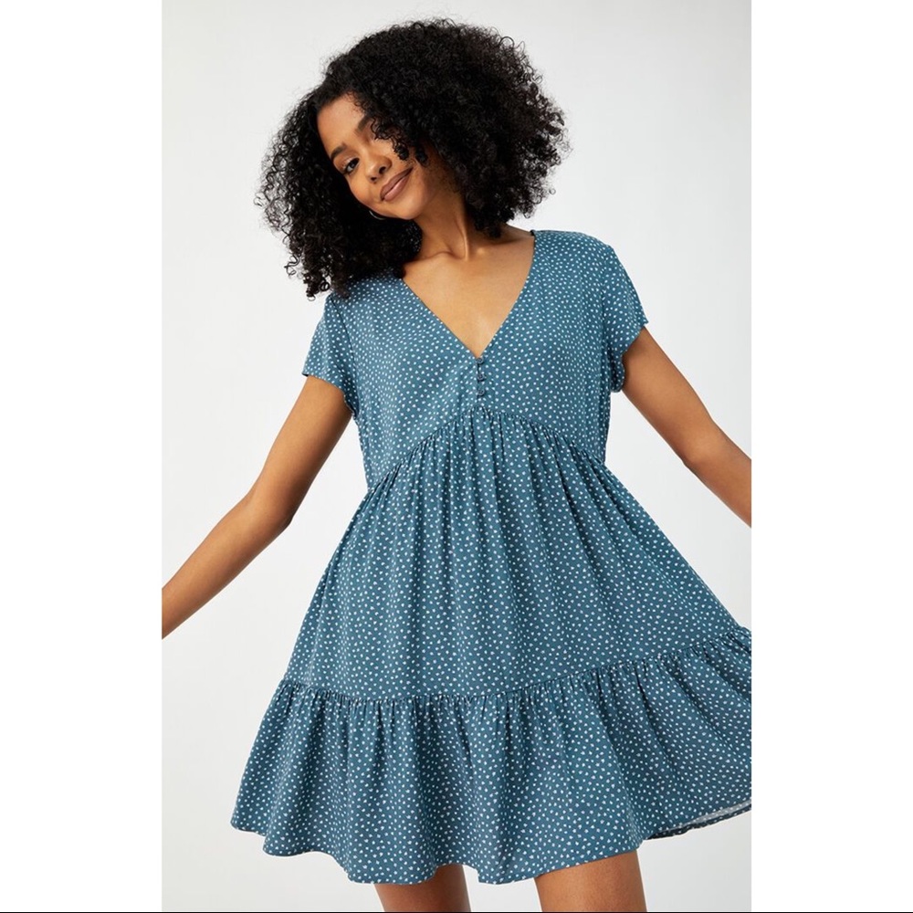 ❗️SOLD❗️PacSun La Hearts Baby Doll Button Up Teal Dress